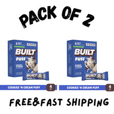 (2 PK)BUILT Puff Protein Bar,Cookies N' Cream, 17g Protein,Collagen,150 Calories picture