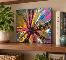 Original C. Folkertsma Signed Abstract Acrylic Painting 12x12 Colorful picture