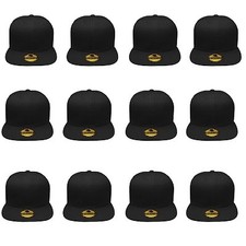 Plain Blank Flat Brim Adjustable Snapback Baseball Caps WHOLESALE LOT 12pcs picture