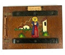 VTG Douglass Plywood Wood Photo Album w/ 34 B&W Photos Decorative Painted Cover picture