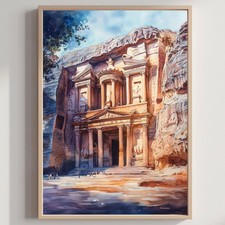 Petra Jordan Middle East Watercolor: Travel Poster Print picture