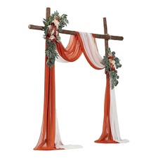 Artificial Wedding Arch + Flowers Kit (Pack 4), Burnt Orange & Off-White, 21FT picture