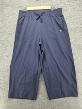 Baleaf Pants Womens L Blue Capri Elastic Waist Pockets UPF 50+ 20.5 Inseam picture