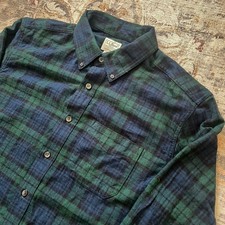 L.L.Bean Traditional Fit Black Watch Plaid Flannel Shirt Cotton Large picture