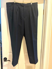 Dockers Premium Men’s Navy Dress Pants 44 X 30Flat Front Classic Straight Cuffed picture