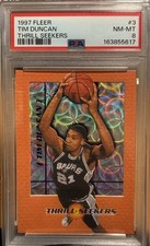 Fleer 1997-98 Tim Duncan Thrill Seekers Rookie Insert #3 TS Spurs PSA 8 picture