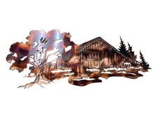 Copper-Plated Barn Scene: Handcrafted Metal Artistry for Rustic Elegance 46