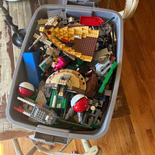 LEGO Bulk Lot Loose Mixed Bricks Plates Pieces in Storage Tub Multicolor picture