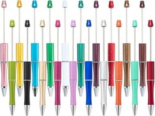 20 Colors Plastic Beadable Pens, Assorted Bead Pens for DIY PPL  with Shaft picture