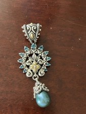 Barbara Bixby Peacock London Blue Topaz Enhancer Pendant Enhancer 18K picture