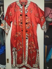 Vintage Bai Hua Red Chinese Jacket Silk Hand-Embroidered Floral Pagoda Design picture
