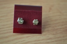 0.84ct Russian Demantoid Garnet Solitaire Earrings Fine Sterling Silver 5x4mm picture