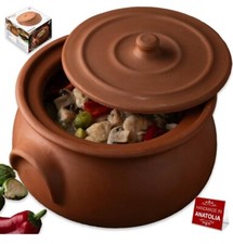 Hakan Suphan Handmade 7.6-Quart Large Clay Cooking Pot with Lid, Natural Unglaze picture