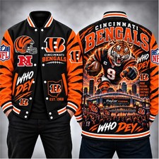 Cincinnati Bengals Football Baseball Jacket - Who Dey Jacket picture