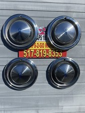 Airstream 15” Set 4 Stainless Hubcaps Full  Used  Blue /Plymouth Fit Airstream picture