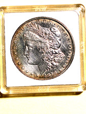 Rare, 1878-S Morgan Silver Dollar, $1, AU+ to MS63, Toned, San Francisco Mint picture