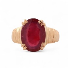 7.10 CT Solitaire Oval Cut Ruby Cocktail Ring 21K Yellow Gold Size 8.75 Estate picture
