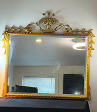Ornate Floral Gold Wood Framed Wall Mirror 38 x 37 in Wall Mounted Horizontal picture