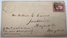 1860s Civil War Era Cover 3¢ Washington Scott 65 Maryland Postal History #1492 picture