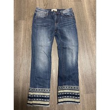 Driftwood Colette Embroidered Cuff Straight Leg Jeans Blue W28 L26 picture