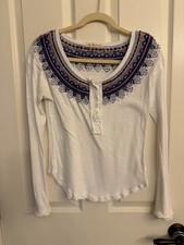 Free People We The Free Women's Embroidered Long Sleeve Henley picture