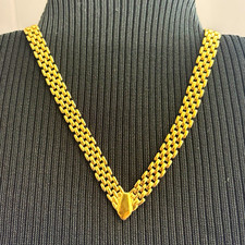 Gold Tone Metal Curb Link Chain Necklace with Clasp, No Stone picture