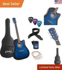 41-inch Beginner Cutaway Acoustic Guitar Package Blue, Full Size Basic Starte... picture