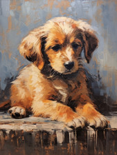 Dog Oil Painting Wall Art Print 12x16 Canvas Artprint Picture Photo Desktop Art picture