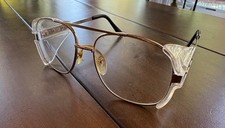 VINTAGE 1980s/90s CREWS ENGINEER Z87 SAFETY GLASSES w/SIDE SHIELDS & GOLD FRAMES picture