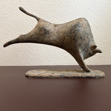 MCM Miyazawa Kanae Style Brutalist Metal Charging Bull Sculpture 9” picture