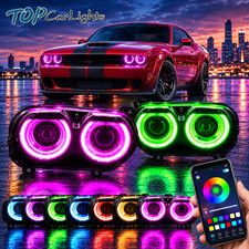 VLAND RGB DRL LED Projector Headlights For 2015-23 Dodge Challenger Front Lamps picture