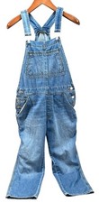 GAP Bib OVERALLS, Women's Petite S Blue UltraSoft Relaxed Denim, Cropped Vtg picture