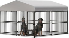 Heavy Duty Outdoor Dog Kennel w/ Waterproof Cover Iron Guardrails 10x10x6FT picture