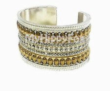 $55 LUCKY BRAND Pave Peacock Tribal Cuff Bracelet a14 h picture