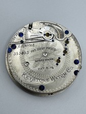Vintage Keystone Watch Co 18s 15J Lancaster Pocket Watch Movement - Runs picture