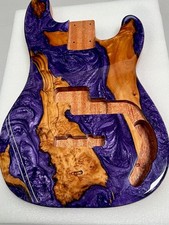 AAAA P J Bass Unique mahogany Burl Wood & Purple vortex Resin Electric Bass Body picture