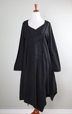 CYNTHIA ASHBY NWT $215 Lagenlook Rio Solid Black Midi Tee Dress Size Small picture