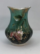 Antique Mercer Vase Porcelain Semi-Vitreous Floral Gold Trim 5.5” picture
