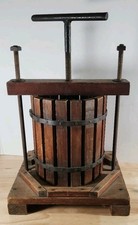 Vintage  Fruit Grape Wine Cider Press Cast Iron & Wood Antique Primative 20”  picture