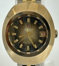RADO Balboa V Vintage Automatic Watch Date Cut Glass Brown Dial Gold Tone picture