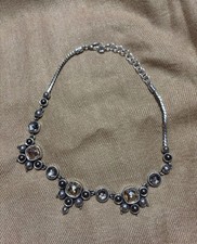 Brighton Selene Golden  Neutral Crystal Collar Silver Retired Necklace $98 picture