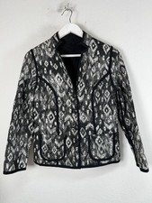 Chico's Womens Black White Abstract Print Button-Front Cotton Jacket Size 0 picture