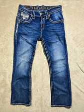 Rock Revival Earlim Boot Jeans Mens 32 Blue Bootcut Embroidered Y2K Denim picture