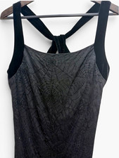 Vintage 90s Glitter Spiderweb Velvet Cross-Back Maxi Dress Size 14 picture