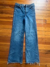 Zara high-waist wide leg blue jeans size 2 picture