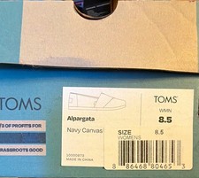 TOMS Alpargata Women’s Navy Canvas Slip-On Flats Closed Toe US 8.5 picture