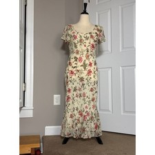 Vintage Chadwick's Silk Dress Sz 12 Fairy Cottage Grandma Core Romantic Floral picture