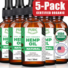 USDA Organic Hemp Oil | Cold-Pressed | Stress Pain Sleep  | 5-Pack | Made in USA picture