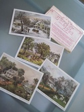 VTG Currier & Ives American Homestead 5x7 Lithographs Set of 4  w Envelope picture