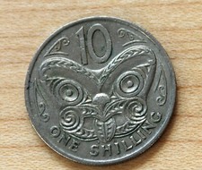 1967 New Zealand 10 Cents Maori Mask  picture